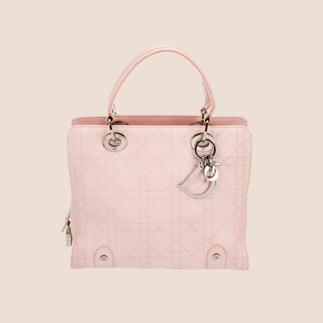 CHRISTIAN DIOR PINK LEATHER CANNAGE LADY DIOR HANDBAG
