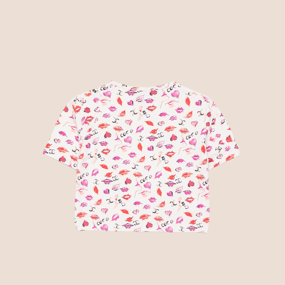 CHANEL 1995 KISS PRINT CROPPED T-SHIRT