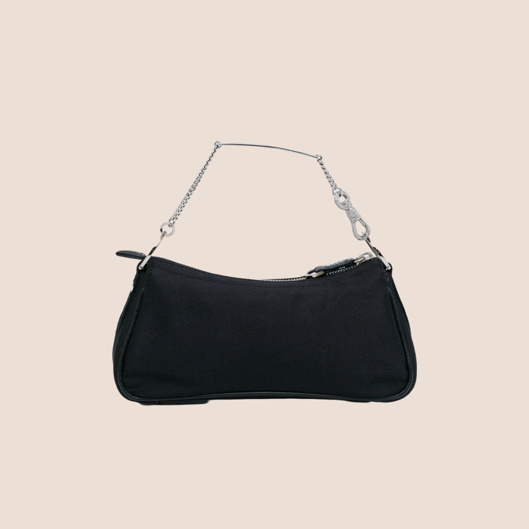CHRISTIAN DIOR 2003 RHINESTONE EMBELLISHED BLACK CANVAS HARDCORE