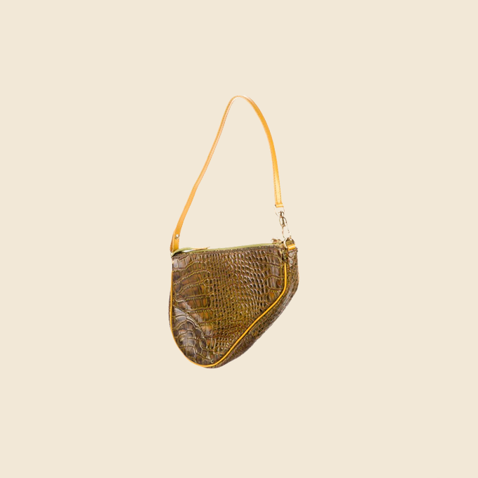 CHRISTIAN DIOR CROC EMBOSSED MINI SADDLE BAG RDB