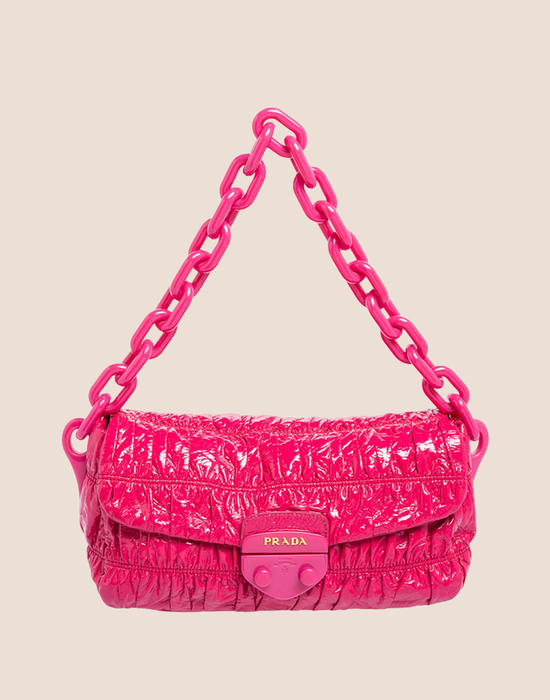 PRADA 2000 PINK PATENT LEATHER GAUFRE FLAP BAG