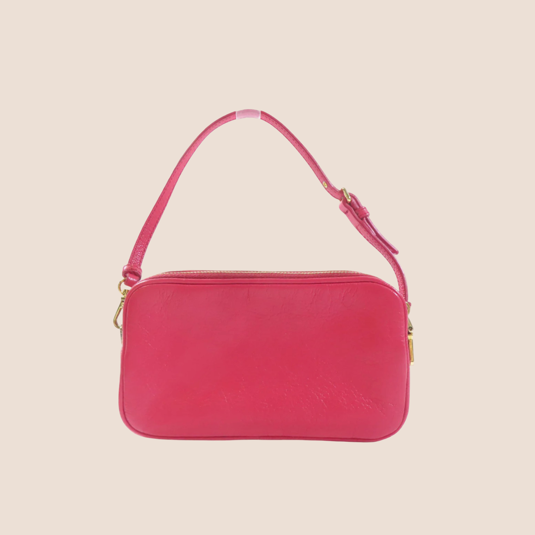 MIU MIU FUCHSIA RED MADRAS BANDOLIERA POCHETTE BAG