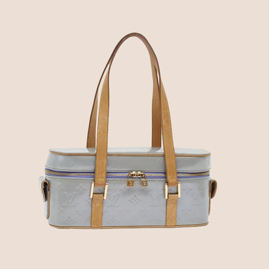 LOUIS VUITTON 2003 BLUE MONOGRAM VERNIS HORIZONTAL SULLIVAN BAG