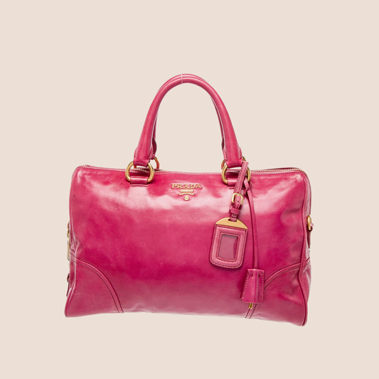 PRADA 2000 PINK VITELLO SHINE BAULETTO BAG