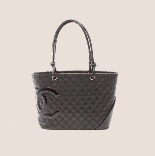 CHANEL 2005 CAMBON BROWN LEATHER TOTE BAG