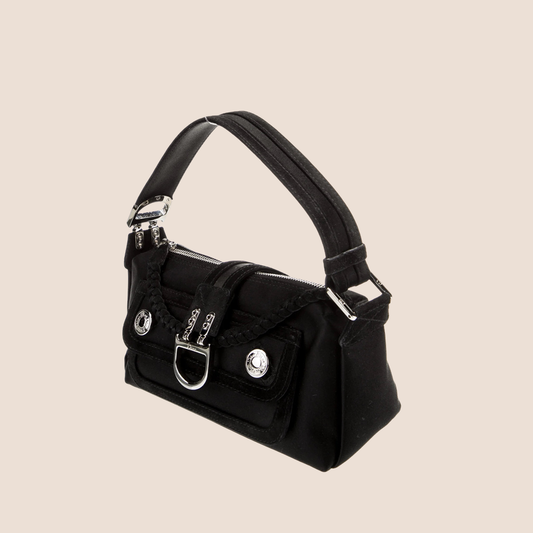 CHRISTIAN DIOR 2005 BLACK SATIN FLIGHT BAG