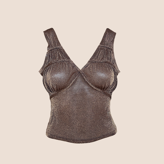CHRISTIAN DIOR SPRING 2003 BRONZE GLITTER BLOUSE
