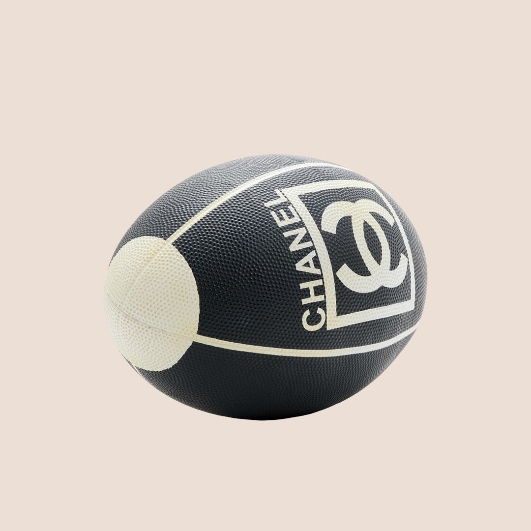 CHANEL 2007 BLACK & WHITE RUBBER RUGBY BALL