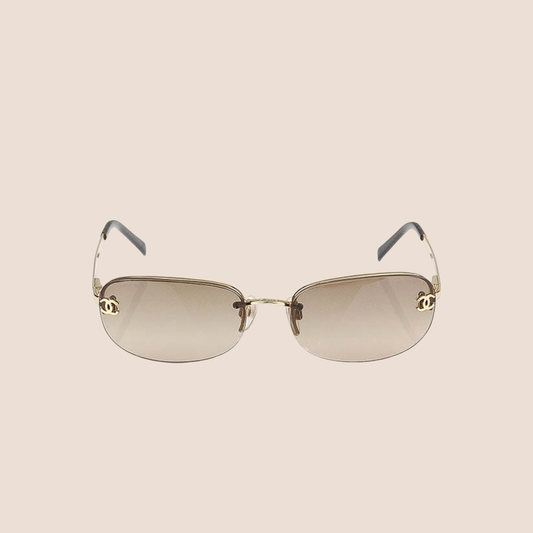 CHANEL 1990s GOLD CC LOGO CRYSTAL SUNGLASSES