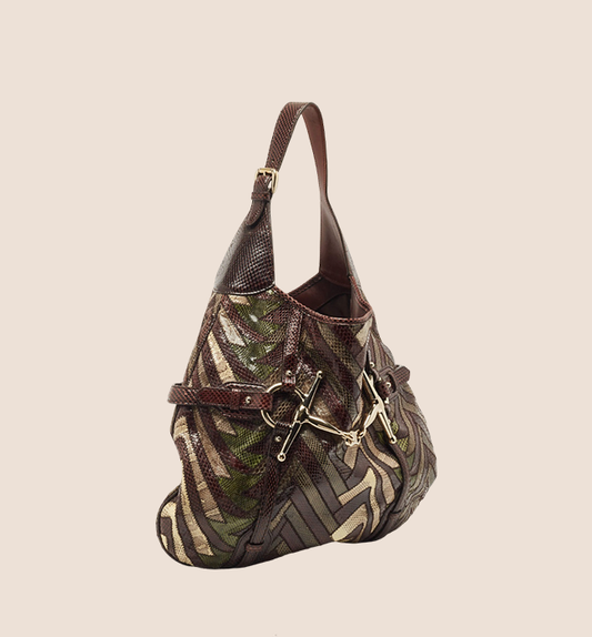 GUCCI LIMITED EDITION BROWN PYTHON HOBO BAG