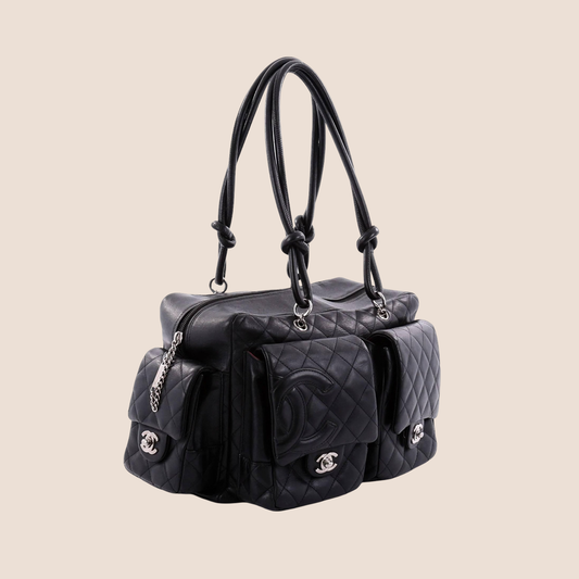 CHANEL 2005 CAMBON BLACK REPORTER BAG