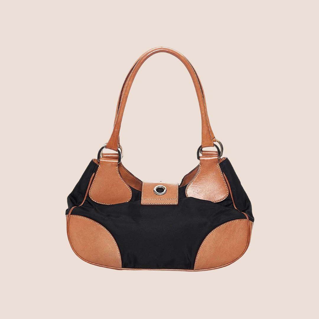 PRADA TAN & BLACK BELTED SHOULDER BAG – RDB PRADA TAN & BLACK BELTED SHOULDER BAG – RDB