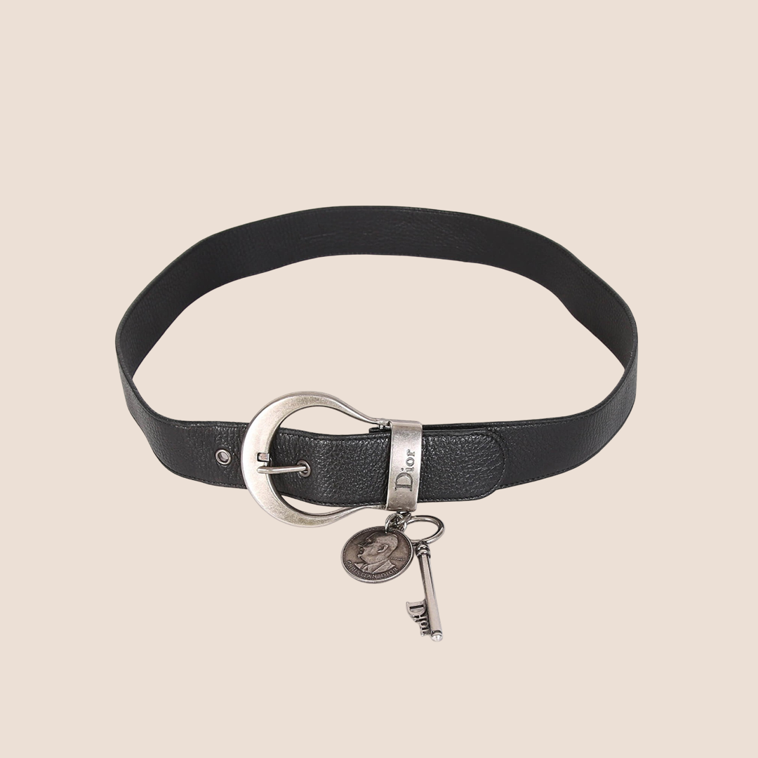 CHRISTIAN DIOR 2006 BLACK LEATHER GAUCHO BELT