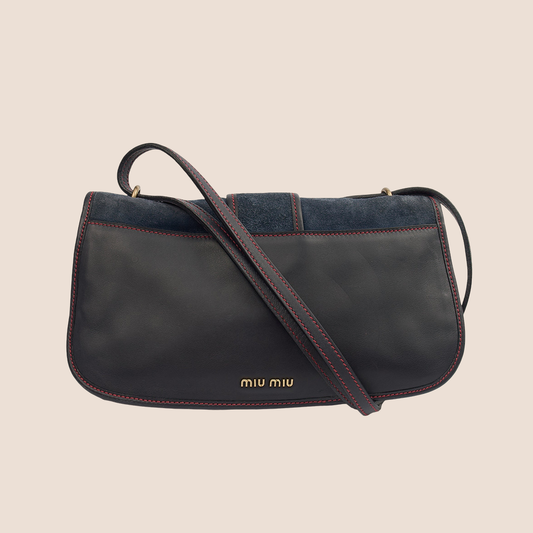 MIU MIU 2005 SPRING BLUE SUEDE PEAR SIXTY CROSSBODY BAG