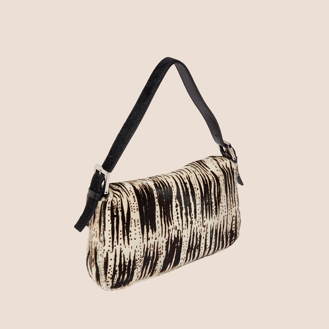 FENDI 2000 ZEBRA PONY HAIR BAGUETTE BAG