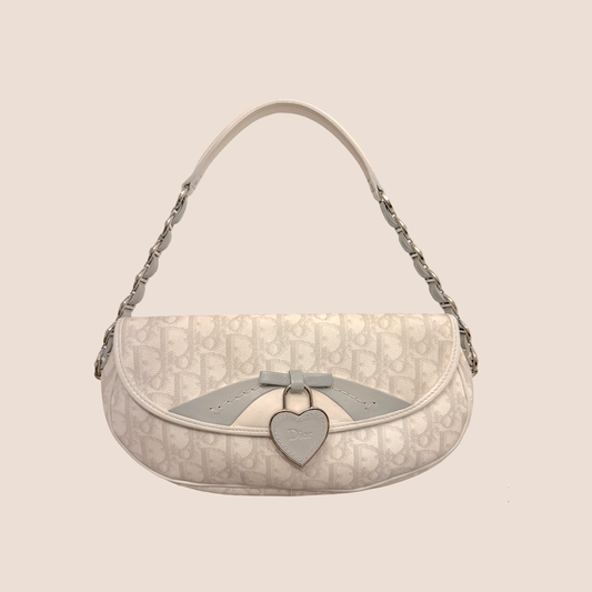 CHRISTIAN DIOR 2007 WHITE & GREY ROMANTIQUE BAGUETTE BAG