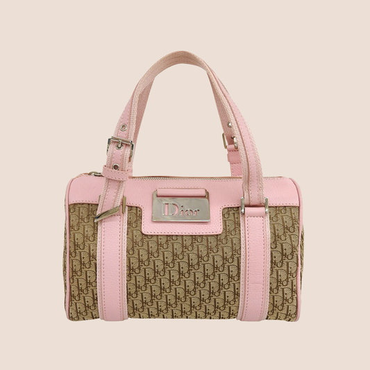 CHRISTIAN DIOR 2005 PINK & BEIGE STREET CHIC BOSTON BAG