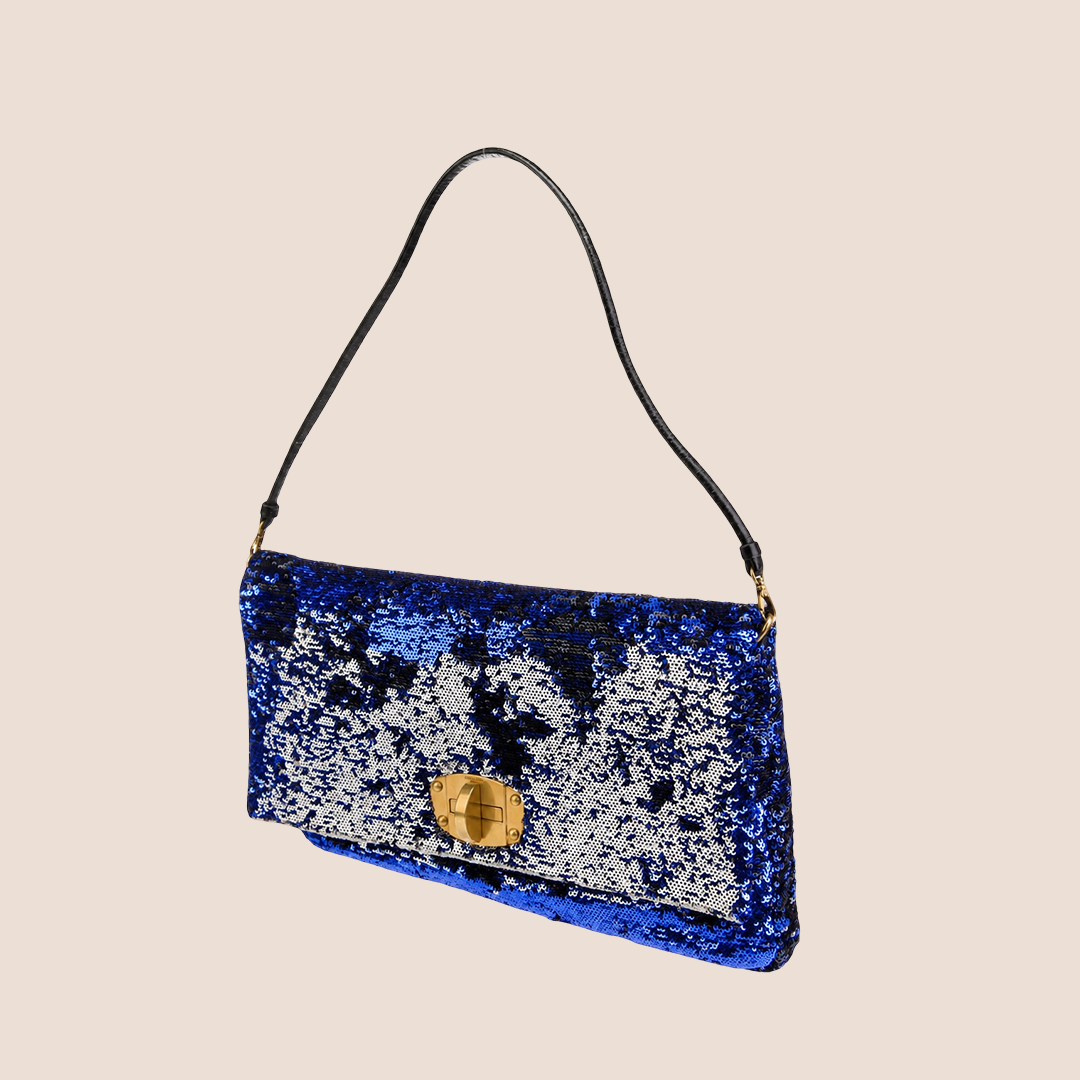 MIU MIU 2000 BLUE SEQUIN SHOULDER BAG