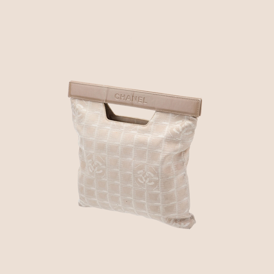 CHANEL 2002 SPORT LINE BEIGE CANVAS FOLDOVER CLUTCH