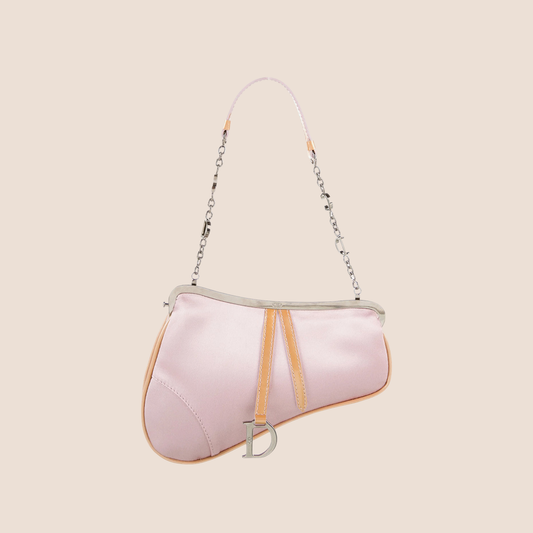 CHRISTIAN DIOR 2002 PINK SATIN MICRO SADDLE BAG