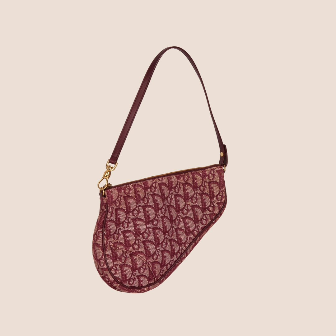 Christian dior burgundy saddle bag hotsell