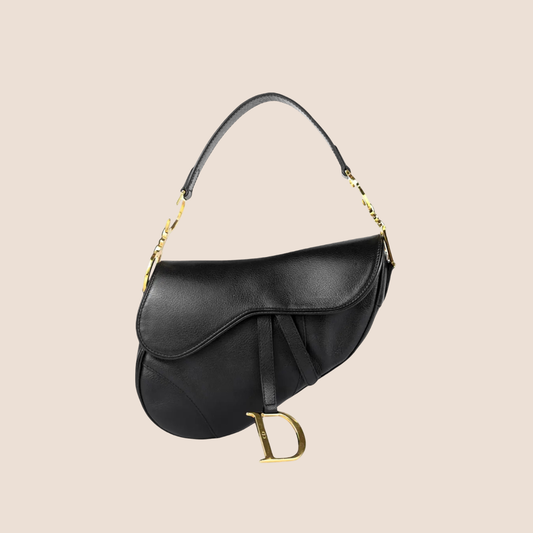 CHRISTIAN DIOR 2000 BLACK LEATHER SADDLE BAG