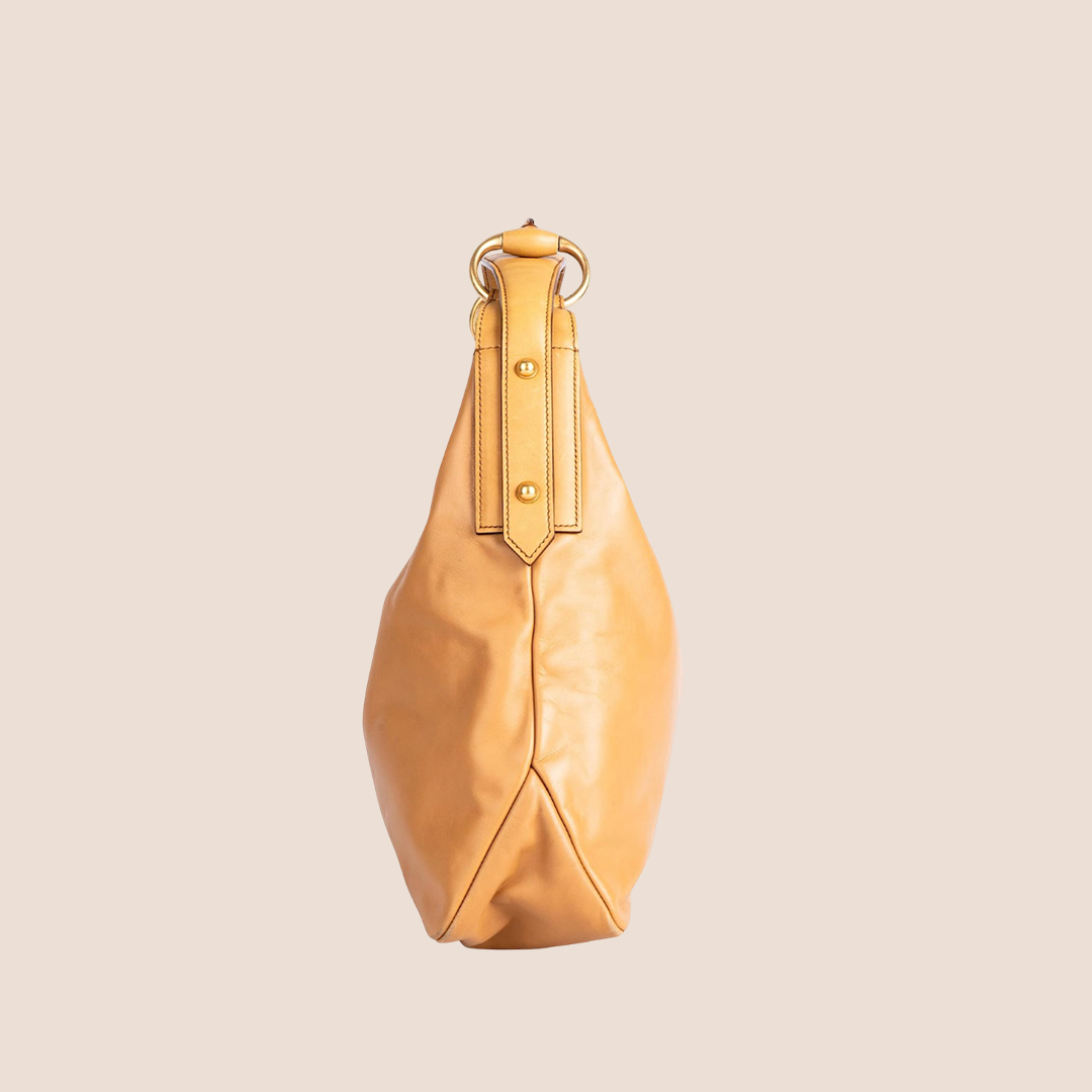 GUCCI BEIGE LEATHER HORSEBIT HANDLE HOBO BAG