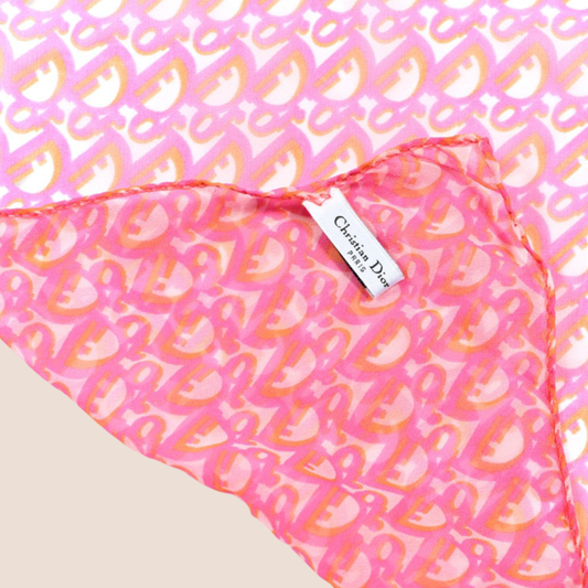 CHRISTIAN DIOR 00s PINK OBLIQUE SILK SCARF