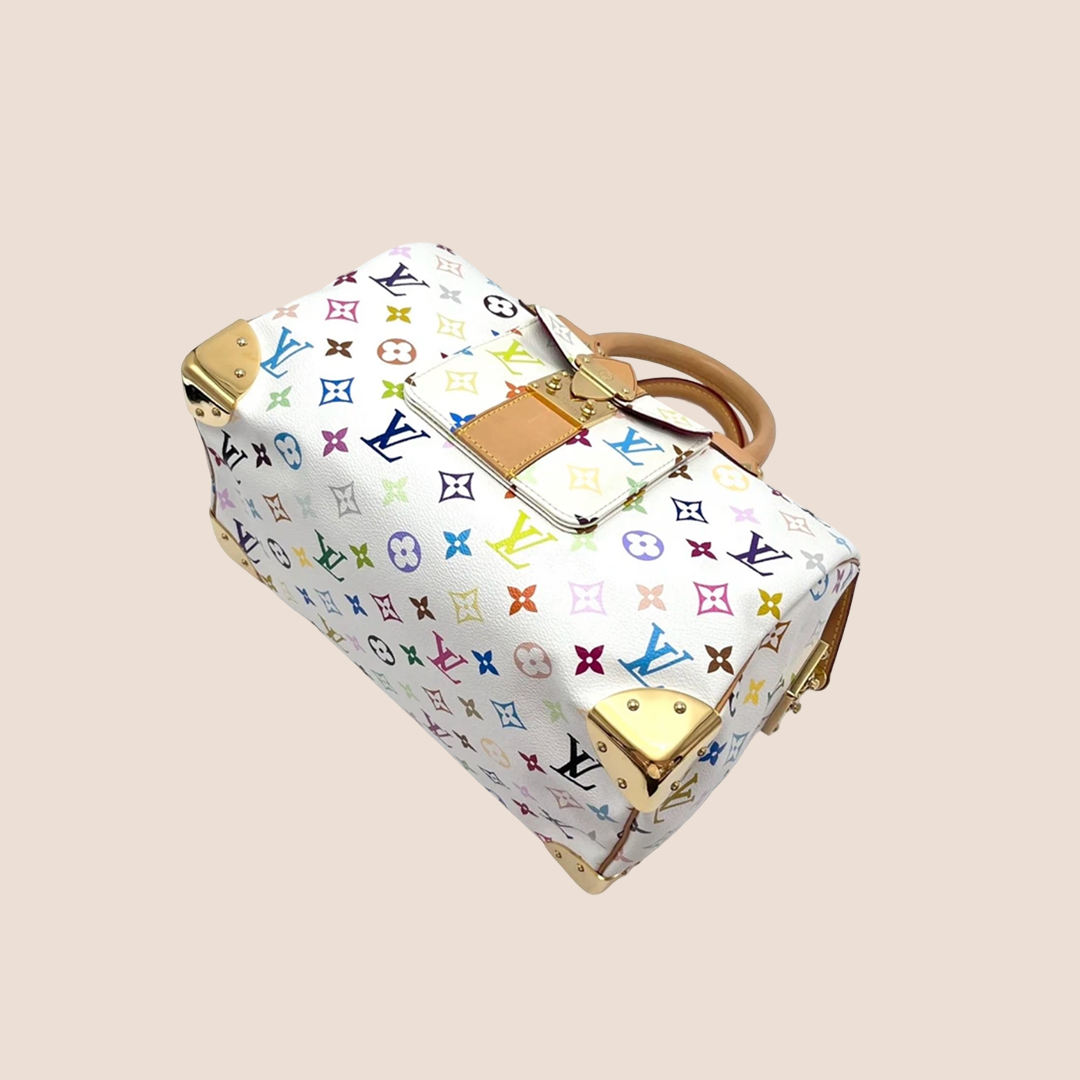 LOUIS VUITTON WHITE MULTICOLOR MONOGRAM SPEEDY 30 BAG