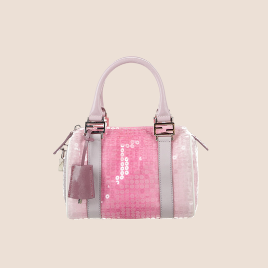 FENDI PINK ZUCCHINO SEQUIN FOREVER BOSTON BAG