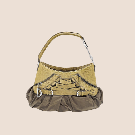 CHRISTIAN DIOR 2007 GREEN LIZARD CORSET SHOULDER BAG