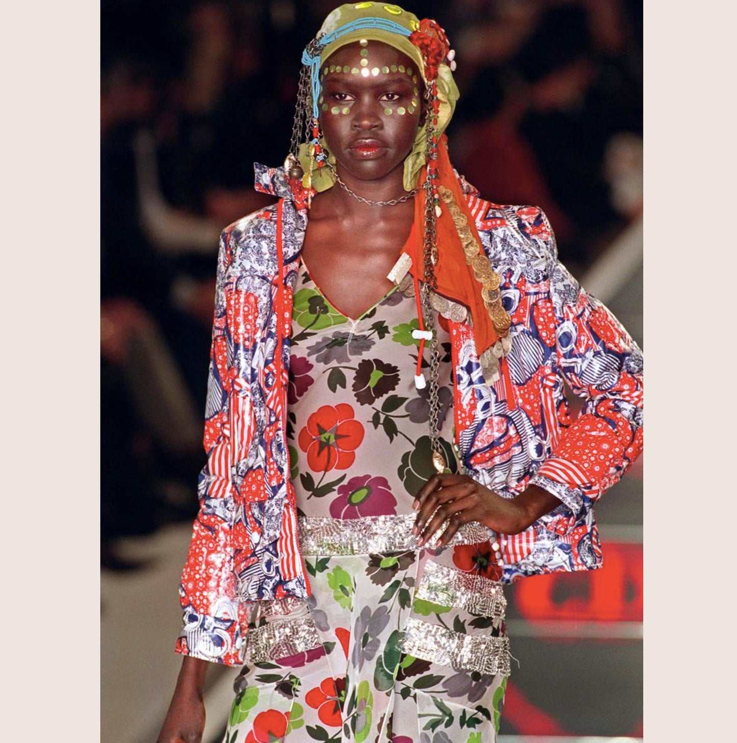 CHRISTIAN DIOR FALL 2001 FLORAL PRINT TUBE TOP