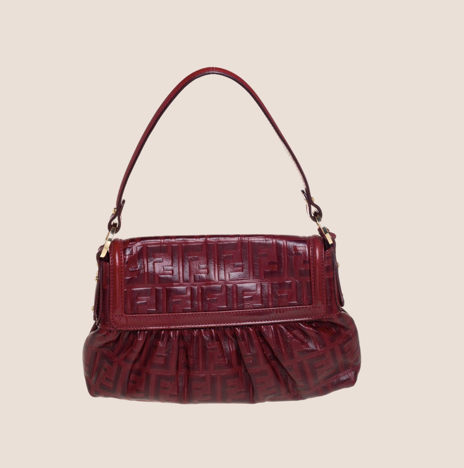 FENDI ZUCCA EMBOSSED BORDEAUX LEATHER CHEF BAG – RDB