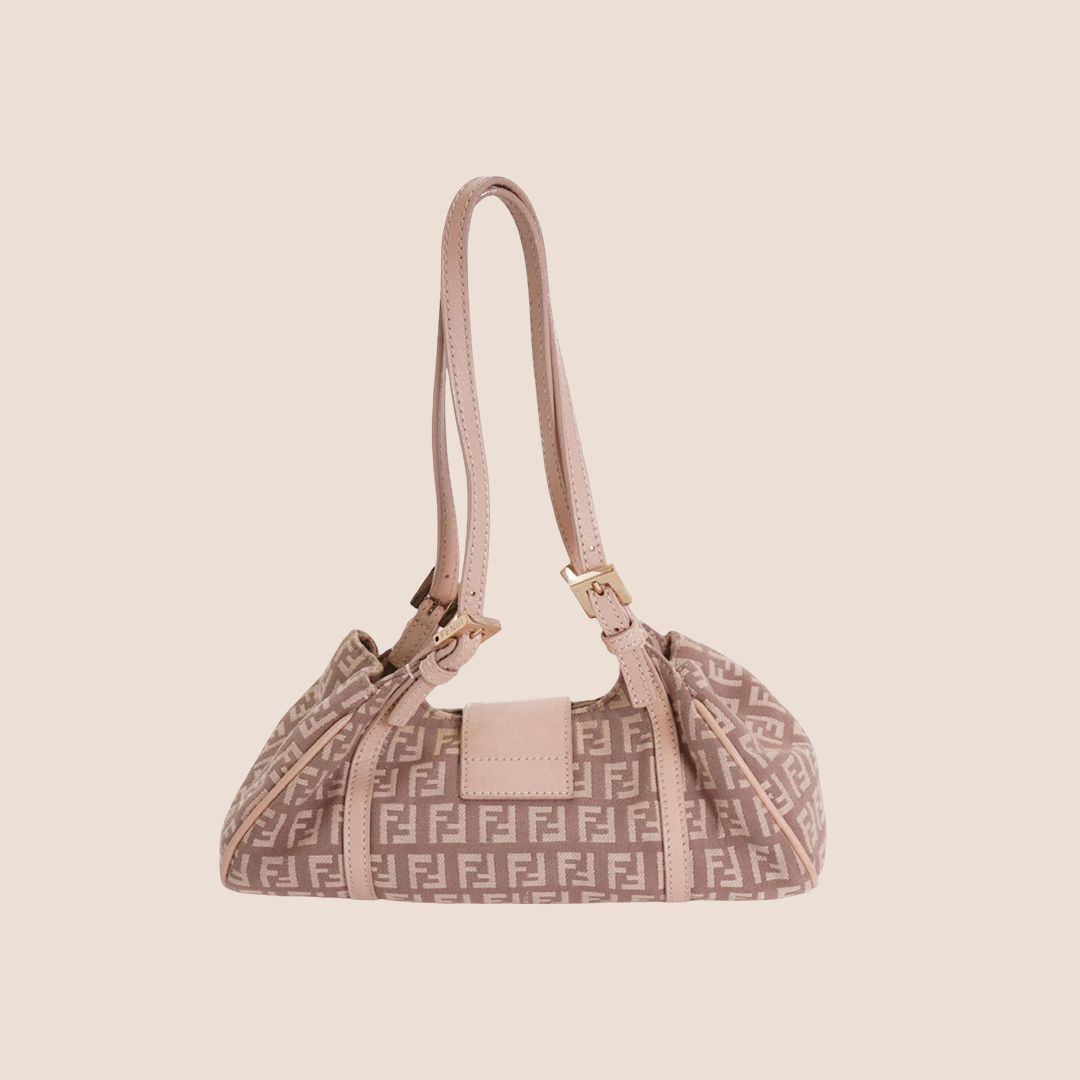 FENDI BEIGE PINK ZUCCHINO MINI HANDBAG "SPORTY"