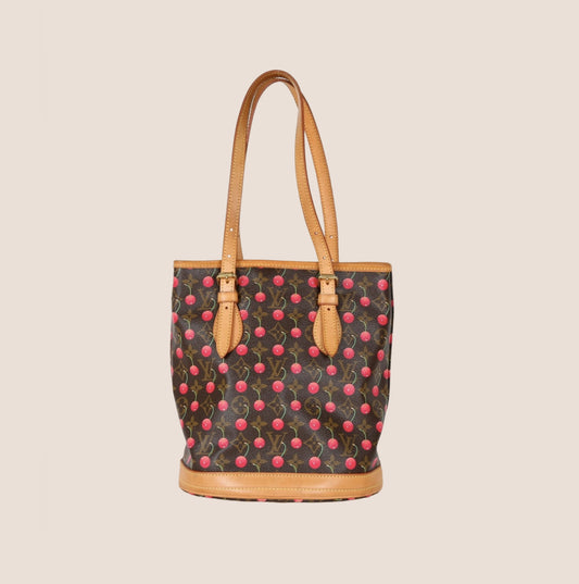 LOUIS VUITTON x  TAKASHI MURAKAMI MONOGRAM CHERRY TOTE BUCKET BAG