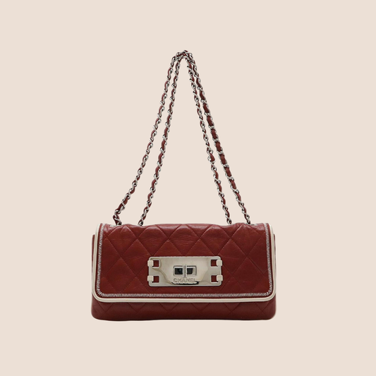 CHANEL BURGUNDY RED REISSUE 2.55 EAST WEST FLAP BAG