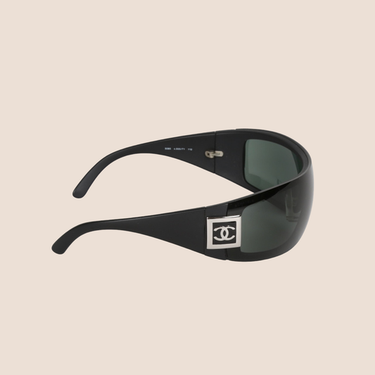 CHANEL CC LOGO BLACK WRAP SUNGLASSES
