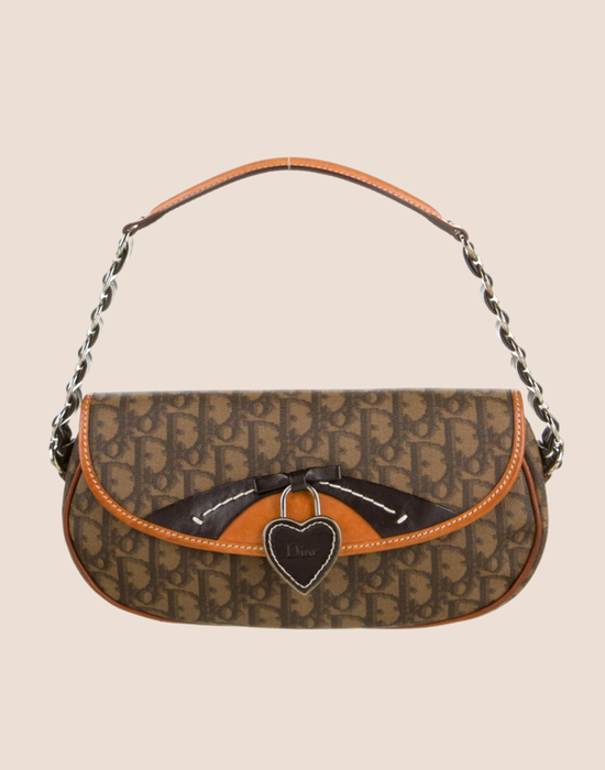 CHRISTIAN DIOR 2006 BROWN ROMANTIQUE BAGUETTE BAG