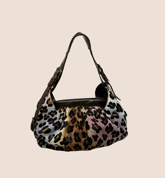 FENDI 2000 MULTICOLOR CHEETAH PRINT HOBO BAG