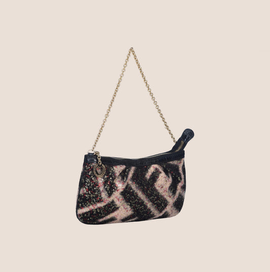 FENDI MULTICOLOR SEQUINED CHAIN POCHETTE BAG