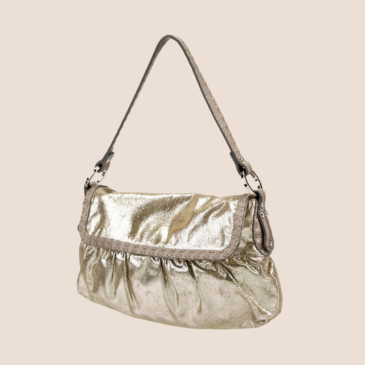 FENDI METALLIC SELLERIA GOLD GLITTER CHEF BAG