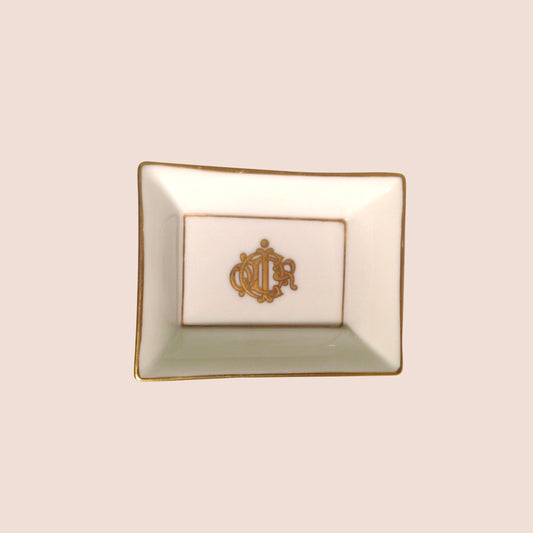CHRISTIAN DIOR 1990s DIOR LOGO PORCELAIN JEWELRY TRAY