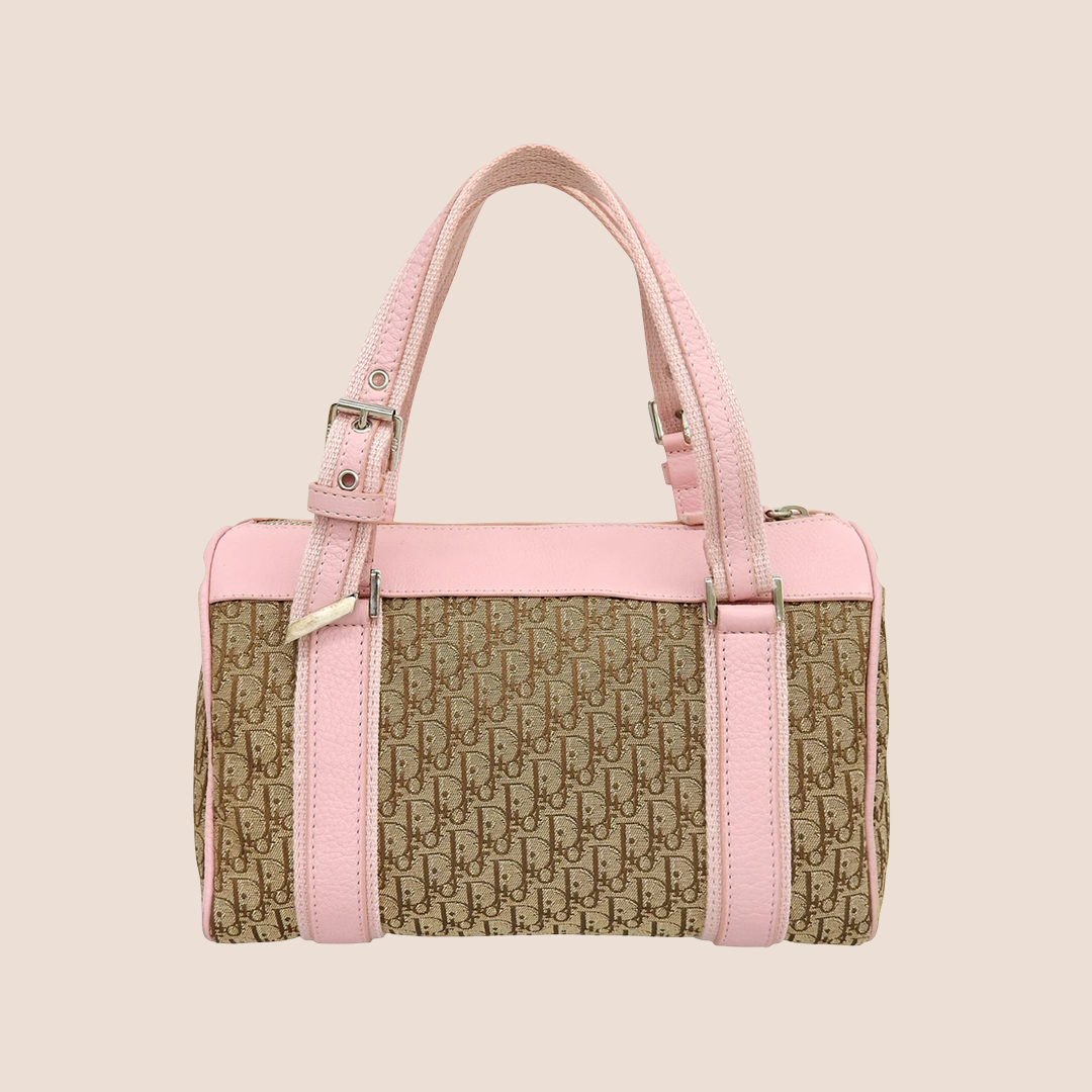CHRISTIAN DIOR 2005 PINK & BEIGE STREET CHIC BOSTON BAG