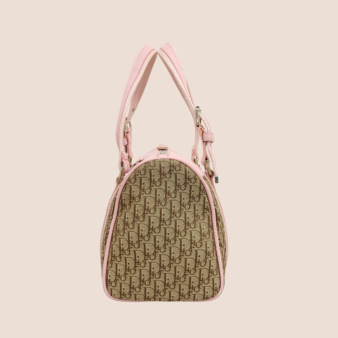 CHRISTIAN DIOR 2005 PINK & BEIGE STREET CHIC BOSTON BAG
