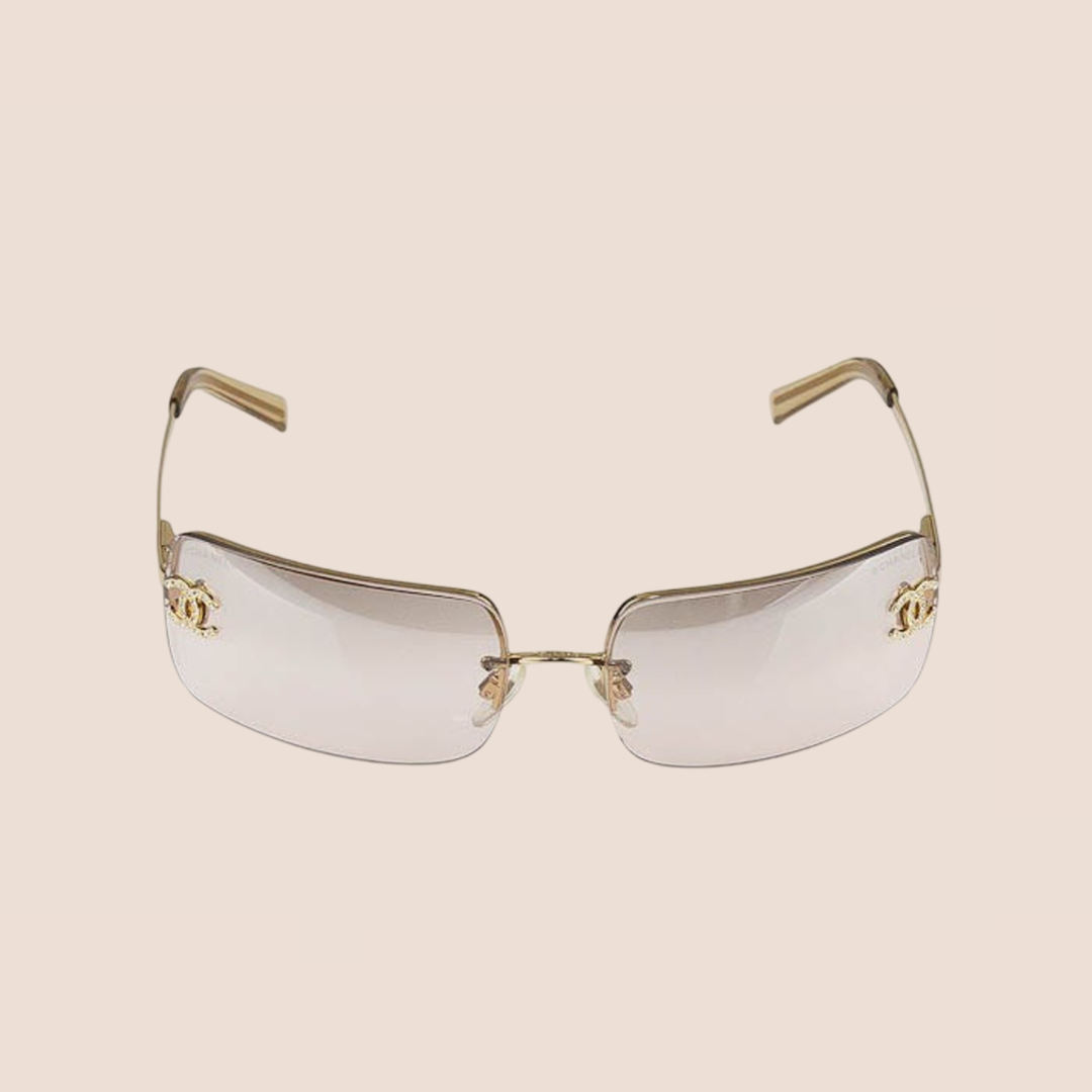 CHANEL CC CRYSTAL LOGO GOLD SUNGLASSES – RDB