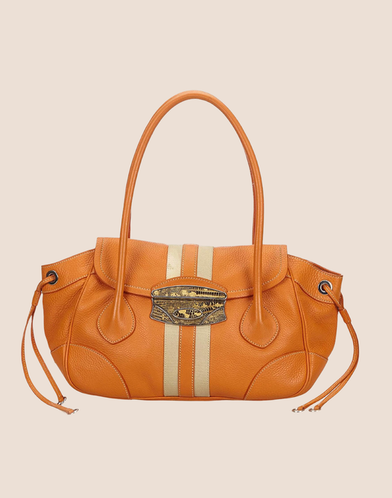 PRADA 2000 ORANGE VITELLO LEATHER & NYLON STRIPE BAG