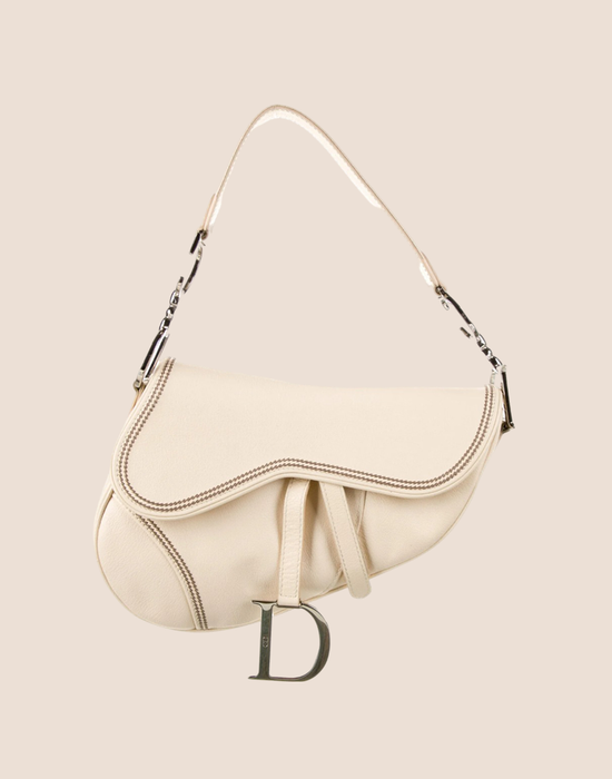 CHRISTIAN DIOR 2001 CREAM LEATHER SADDLE BAG