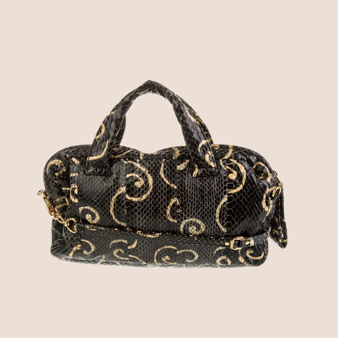 MIU MIU 2000 BLACK SNAKESKIN SWIRL HANDBAG
