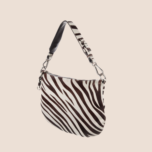 PRADA 2000 ZEBRA PRINT CAVALLINO HOBO BAG