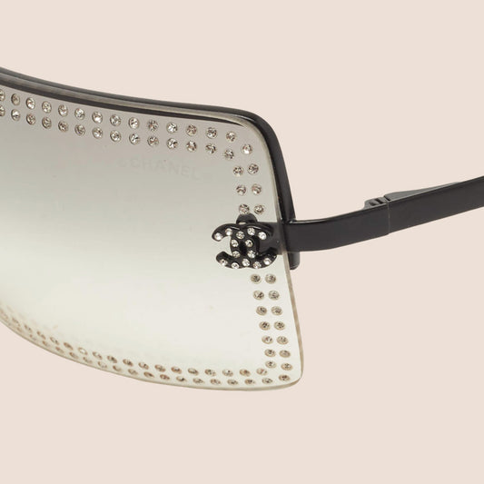 CHANEL CC CRYSTAL EMBELLISHED CLEAR SUNGLASSES